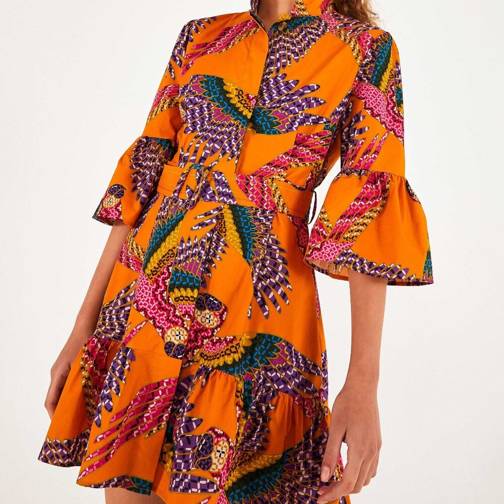 Farm Rio BEADED MACAWS MINI DRESS